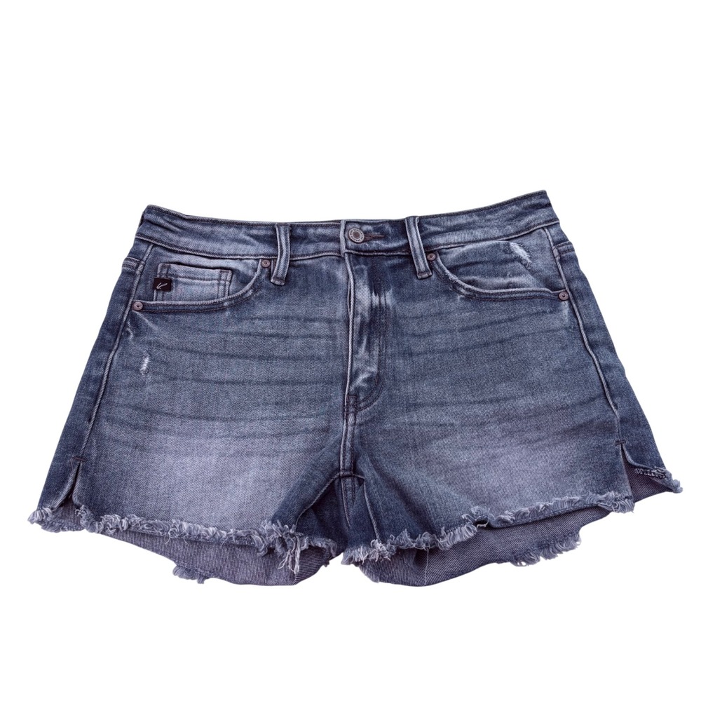 KanCan High Rise Distressed Denim‎ Shorts Dark Wash Frayed Hem KC9212M-N Size 27